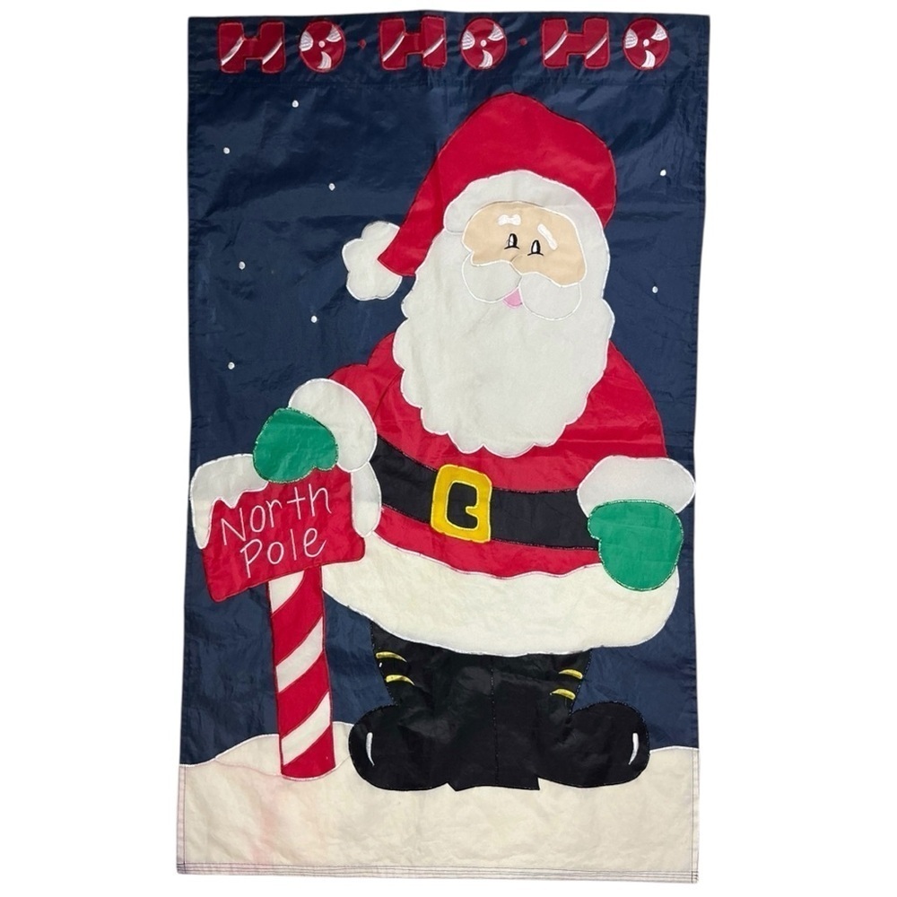 Santa Claus Holiday Flag Nylon Outdoor Decor Reversible Christmas Banner Large